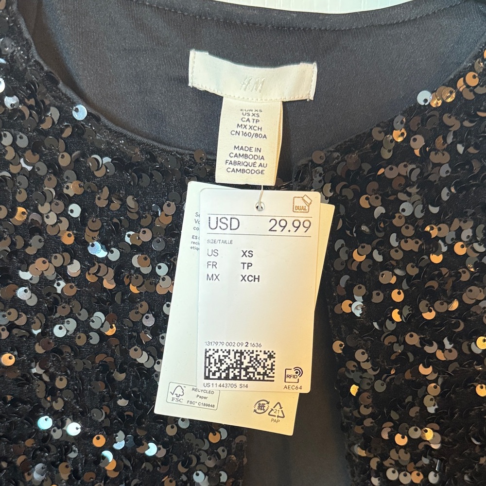NWT-H&M Black Sequin Jacket - Picture 3 of 6